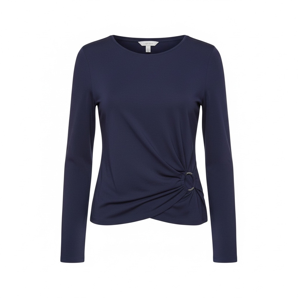 Calvin Klein women’s-navy blue long-sleeve top O-ring at the waist. Size m nwt